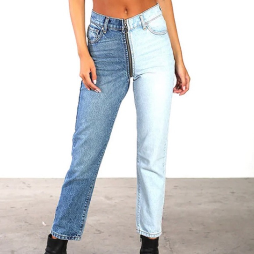 Revice Jeans - W25 (0/2) vintage look high waist two tone denim full zipper